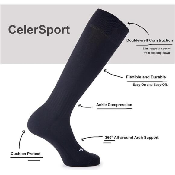 CS CELERSPORT 2/3 Pack Soccer Softball Baseball Socks for Youth Kids Adult - Picture 4 of 7